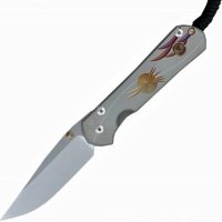 Нож складной Chris Reeve Large Sebenza 21 Unique Graphics Citrine Cabochon, сталь CPM-S35VN, рукоять титан купить в Владимире