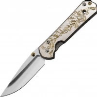 Складной нож Chris Reeve Large Sebenza 21, сталь S35VN, рукоять титановый сплав, гравировка Gold Leaf купить в Владимире