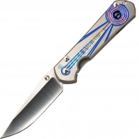 Складной нож Chris Reeve Large Sebenza 21 Unique Graphics Blue Sapphire Cabochon, сталь CPM-S35VN, рукоять титан купить в Владимире