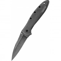 Складной нож Leek — Kershaw 1660BLKW, сталь Sandvik™ 14C28N с покрытием Black-Oxide BlackWash™, рукоять нержавеющая сталь 410 Stainless Steel, чёрный купить в Владимире