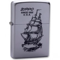 Зажигалка ZIPPO Boat-Zippo Satin Chrome, латунь с ник.-хром. покрыт., сереб., матовая, 36х56х12мм купить в Владимире