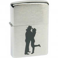 Зажигалка ZIPPO Cowboy Couple Brushed Chrome, латунь, ник.-хром. покр., серебр., матов., 36х56х12 мм купить в Владимире