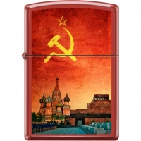 Зажигалка ZIPPO Красная Москва, латунь/сталь с покрытием Red Matte, красная, матовая, 36x12x56 мм купить в Владимире