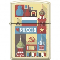 Зажигалка ZIPPO Открытка из России, латунь/сталь с покрытием Cream Matte, кремовая, 36x12x56 мм купить в Владимире