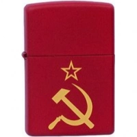 Зажигалка ZIPPO Серп и Молот Red Matte, латунь с порошковым покрытием, красная, матовая, 36х56х12 мм купить в Владимире